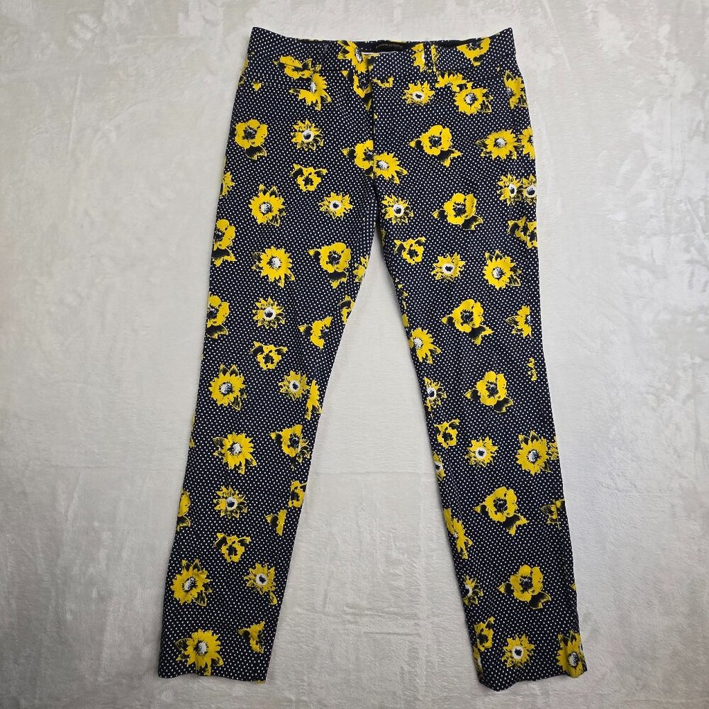Banana Republic Womens Size 8 Long Slim Ankle Polka Floral Print Pants Sloan Fit